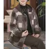Novedad Otoño e Invierno 2025 Abrigo de Tartán de Terciopelo Doble Cara Cardigan con Capucha Holgado y de Moda Abrigo de Lana Casual para Mujer