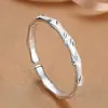 Nueva Pulsera de Sección de Bambú para Mujer Cobre Blanco Plateado Abierta Sólida Personalidad de Moda Pulsera de Bambú Esmerilado Regalo para Mamá