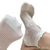 Calcetines Cortos de Encaje Hueco Finos de Verano para Mujer, Malla Transpirable Absorbente de Sudor, Calcetines Tipo Barco Simples Versátiles de Moda