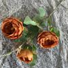 Tecido Escovado 3 Cabeças Buquê Rosa Austin Decoração de Casa Flores Artificiais Display de Bancada Flores Artificiais Atacado