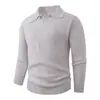 2026 Otoño/Invierno Transfronterizo Nuevo Suéter Pulóver de Punto para Hombre Color Sólido Cuello Solapa Moda Juvenil Camisa Base Casual