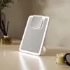 Espelho de Maquiagem com Lupa LED e Base Magnética, Espelho de Maquiagem Iluminado com Toque, Tampa Flip, Dobrável Portátil, Espelho Shufei, Espelho Portátil para Retoques