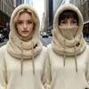Gorro de Felpa Transfronterizo Estilo Nuevo con Polaina para el Cuello y Máscara Integradas, Cortavientos, Unisex, con Capucha, Gorra de Ciclismo Resistente al Frío