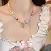 Collar Flor Dopamina Azul para Mujer 2025 Nuevo Estilo Caliente Diseño con Sentido Cadena de Clavícula Apilada con Perlas para Mujer
