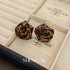 Pendientes Maillard de piel con diseño de leopardo y rosa, hechos a mano, de moda, elegantes y de gran valor, para mujer, con múltiples combinaciones y accesorios para las orejas.