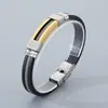 Pulsera de Acero de Titanio para Mano Transfronteriza Pulsera de Acero Inoxidable y Silicona para Hombre Moda Hip-Hop Pulsera de Personalidad Venta al por Mayor