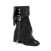 Nuevas botas de trabajo estilo europeo y americano con puño, punta cuadrada, cremallera lateral, botas negras de media pantorrilla, talla 40 y 42, botas Martin de tacón medio transfronterizas