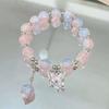 Cuatro Paquetes ~ Pulsera de Hilo con Borla Mariposa de Encanto Dulce Estilo Hada Morada Estrella y Luna Transparente de Hielo Regalo para Mejor Amiga