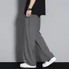 Pantalones casuales deportivos rectos de seda helada para hombre, finos, transpirables, nuevos, holgados, de moda