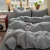 Estilo minimalista, todo algodón, algodón puro, juego de ropa de cama ligero de lujo de cuatro piezas, diseño simple y elegante, sábana bajera de algodón puro, funda de edredón individual, apto para dormitorios, juego de tres piezas
