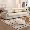 Sofá de Cuero Rascador de Gato Nórdico Modelo Nuevo Simple Apartamento Pequeño Fila Recta Chaise Longue Fila Recta Tres o Cuatro Plazas Sofá para Sala de Estar del Hogar