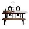 Mesa de Comedor tipo Isla Estilo Francés Mediados de Siglo con Sillas para Uso Doméstico, Mesa de Comedor Semicircular Montada en la Pared para Apartamentos Pequeños, Mesa Larga para Negociación y Recepción