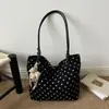 Bolso de hombro casual de moda otoño 2026, bolso tote, nuevo diseño de lunares, lindo bolso de lona para niñas
