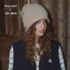 Gorro Unissex Liso de Lã Merino 100% Sem Costura com Borda Enrolada Estilo Slouchy Para Outono/Inverno Feminino Chapéu de Lã que Afina o Rosto