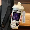 Termo de Pikachu y Gengar de Pokémon, Taza de Agua de Dibujos Animados de Aspecto Elegante con Popote, Botella de Agua Portátil para Estudiantes, Hombres y Mujeres