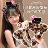 Orejas de Gatito de Piel Negra Leopardo Felpa Aro para el Cabello Mujer Lavar la Cara Maquillaje Diadema Dibujos Animados Accesorios para el Cabello Lujo Salsa de Gato