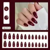 Comercio Exterior Simple Retro Morado-Rojo Elegante Realzador de Blanco Europeo y Americano Desmontables Uñas Portátiles 24 Piezas Uñas de Presionar