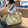 Bolsa de Viaje Portátil de Distancia Corta a Cuadros de Un Solo Hombro de Gran Capacidad para Mujer Bolsa de Almacenamiento Ligera Bolsa Duffel Nueva Bolsa de Gimnasio