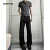 Pantalones Vaqueros Lisos de Color Sólido para Hombre de Otoño Estilo Americano Cleanfit Ligeramente Acampanados Pantalones Casuales Frescos y Atractivos que Cubren la Pierna Adelgazantes Pantalones Largos Modernos