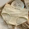 Bragas de algodón puro estilo dulce para mujer, diseño simple de cintura media, entrepierna de algodón puro, antibacterianas, transpirables, cómodas, calzones para mujer que no se enrollan