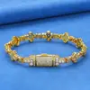 Pulsera de Zirconia con Estrella Cruzada de 10 mm Hip-Hop Europeo y Americano Transfronterizo Joyería Versátil de Alta Gama para Mujer Pulsera de Hombre