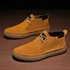 Piel Gamuza, Piel Gamuza Merceizada, Tenis de Caña Media, Botines, Zapatos Casuales de Piel para Hombre Retro Chino, Zapatos de Moda con Suela Gruesa