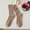 Meias "atmosfera de Natal completa" femininas outono e inverno padrão de cânhamo meias de Natal bordado de boneco de neve meias versáteis de pelo