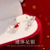 Pendientes de Plata Pura S999 con Pez Koi Rojo de la Suerte para Mujer, Adecuados para Dormir Sin Quitar, Tachuelas para Orejas Estilo Chino Año Nuevo