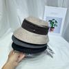 Sombrero de Pescador de Lana de Color Contrastante Simple Estilo Japonés para Mujer Otoño e Invierno Liso Casual Combinable para Todo Sombrero de Cubeta Protector Solar Sombrero Cálido de Moda