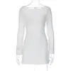 2026 Novo Estilo Garota Popular Desejo Puro Moda Estilo de Rua Cor Sólida Simples Manga Longa Costas Abertas Amarrar Vestido