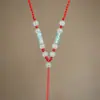 Cordão para Pingente com Trança de Quatro Fios Tecido à Mão Vermelho 3mm Ajustável DIY Cordão para Colar com Pingente Venda por Atacado Novo Estilo Chinês