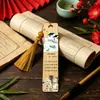 Marcador de Libros de Bambú Estilo Chino Poesía Antigua Borla Creativa Para Estudiantes de Primaria Regalo de Lectura Papelería Souvenir Cultural y Creativo