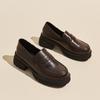 Zapatos de Cuero de Tacón Alto para Mujer 2026 Nuevos Mocasines de Tacón Grueso y Suela Gruesa Estilo Británico Retro Zapatos de Cuero Suave para Mujer
