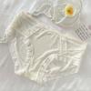 Ropa interior de encaje dorado a la luz de la luna de seda de hielo para mujer de cintura media-baja, estilo de deseo puro para niña, sexy para mujer al por mayor