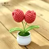 Planta de Tulipa em Vaso Crochê Feito à Mão Lã Flor Artificial Ornamento de Mesa Produto Acabado Decorativo Lembrança
