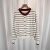Suéter de Rayas de Color Contrastante para Mujer, Holgado, Nuevo Estilo 2025, Estilo Perezoso de Alta Gama, Estilo Femenino, Chaqueta Cardigan de Punto