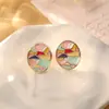 Pendientes de Glaseado de Goteo Color Dopamina Franceses, Pendientes Geométricos Irregulares de Moda y Personalizados, Pendientes de Estilo Fresco de Alta Gama