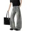 Jeans Denim Lavado Desgastado Resistente Estilo Retrô Americano Masculino Primavera/Outono Soltos Tendência Marca Perna Larga Reta Casuais Longos