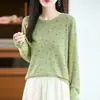 Suéter tejido retro de flores de manga larga para mujer, nuevo estilo otoño/invierno 2026, moderno y de corte holgado, perfecto como capa interior o base, y favorecedor para la figura.