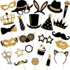 Negro Oro Rosa Disco Graduación Baile de Graduación Decoración Corona Corbata de Moño Gafas Juego de 23 Piezas Boda Fiesta Accesorios para Fotos