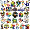 Parches Bordados de Rompecabezas Coloridos para la Concientización sobre el Autismo, En Stock al por Mayor, Parches Bordados por Computadora Termoadhesivos