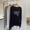 26 Nuevas Camisetas de Verano con Estampado de Letras de Tencel de Manga Larga para Mujer, Sueltas, Finas, Transpirables, Cubre-Ropa, Estilo Perezoso, Camiseta para Aire Acondicionado