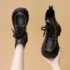 2026 Nuevas Botas Martin Negras de Cordones con Suela Gruesa para Aumentar Altura, Piel Suave, Cómodas, Antideslizantes, Resistentes al Desgaste, Versátiles, Zapatos Individuales