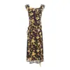 Vestido Longo de Verão com Estampa Floral Romântica Retrô Francesa, Detalhes Franzidos, Patchwork, Cruzado na Cintura, Slim-Fit, para Férias na Praia