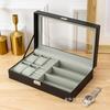 2022 nueva caja para 4 relojes + caja para anillos y gafas, caja de almacenamiento para relojes, anillos y gafas, caja de almacenamiento para joyas