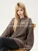 Suéter Tejido Jacquard Retro para Mujer, Nuevo Estilo Otoño, Corte Holgado, Adelgazante, Cuello Redondo, de Botones, Abrigo Suave y Acogedor