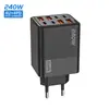 Cargador brillante de 240W 4USB+4PD cabezal de carga para teléfono móvil multipuerto adaptador de corriente 5V2A12W venta al por mayor