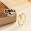 Anillo de Compromiso de Diamante en Forma de Corazón de Amor Simple y de Lujo Ligero, Anillo de Compromiso de Zirconia en Forma de Corazón Dulce y Lindo con Letra