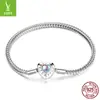 Pulseira Simples Básica Original Nova Yinziyun Coração Pedra da Lua Banhada a Ouro Branco Prata S925 em Estoque