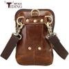 Bolso cruzado de hombro para hombre casual personalizado de fábrica en cuero genuino, Riñonera mini de cuero granulado, Estilo unisex